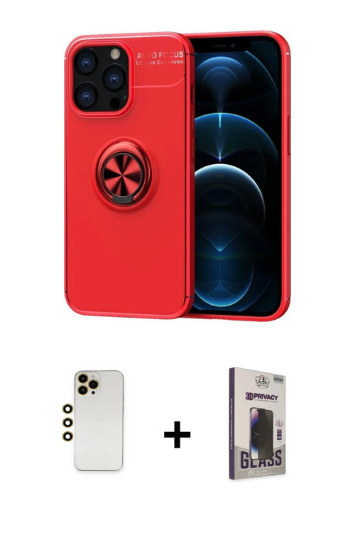 ieg™ iPhone 13 Pro Max Kılıf Yankı Form Prime - Siyah Bilvis Hayalet Cam Ekran Koruyucu + Gold Shine