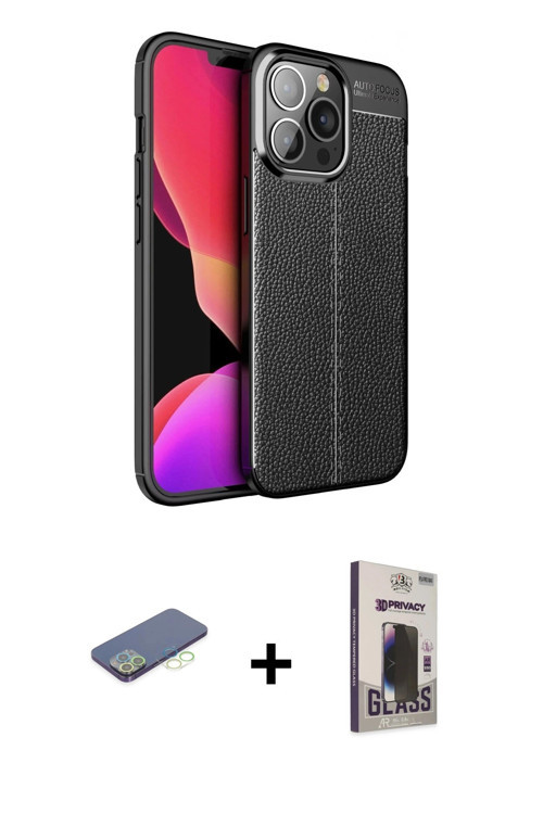 ieg™ iPhone 13 Pro Max Kılıf Doruk Klasik Özel Seri - Siyah Bilvis Hayalet Cam Ekran Koruyucu + Yeşi