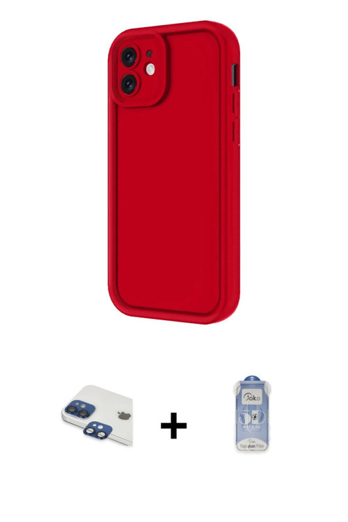 ieg™ iPhone 11 Kılıf Yankı Yansıma Özel Seri - Siyah Joko Magic 5D Cam + Lacivert Pers Alüminyum Kam