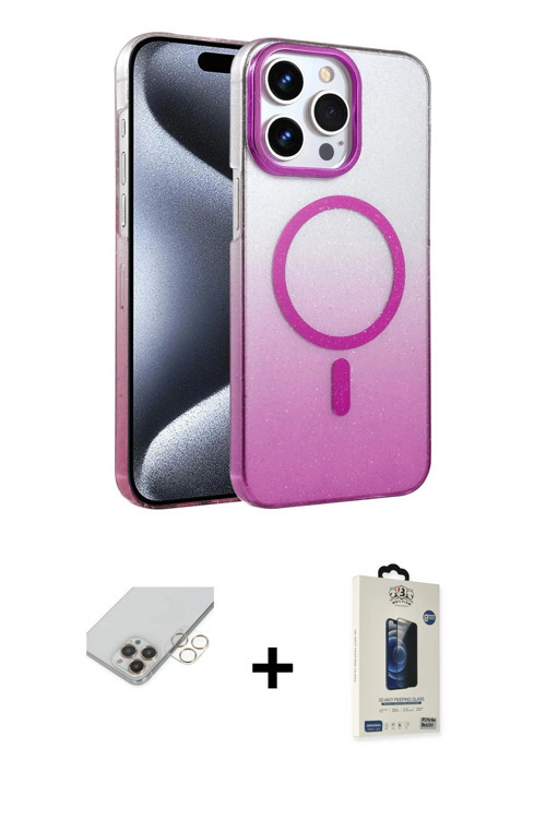 ieg™ iPhone 14 Pro Max Kılıf Ahenk Doku Özel Seri - Siyah Bilvis Hayalet Cam Ekran Koruyucu + Gold B
