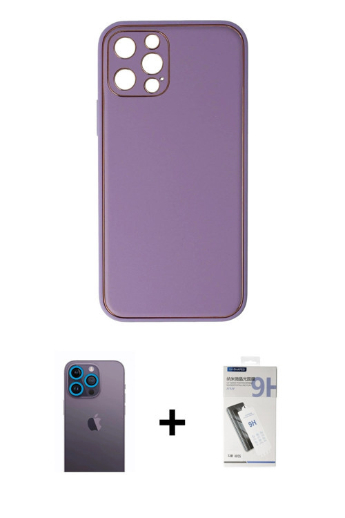 ieg™ iPhone 12 Pro Kılıf Yadigar Klasik - Şeffaf Uv Polymer Nano Ekran Koruyucu + Mavi Neon Fosforlu