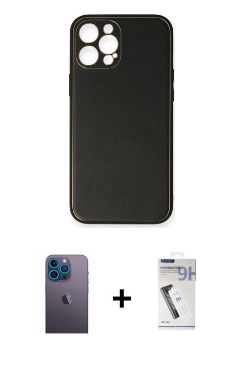 ieg™ iPhone 12 Pro Kılıf Yadigar Klasik - Şeffaf Uv Polymer Nano Ekran Koruyucu + Mavi Neon Fosforlu