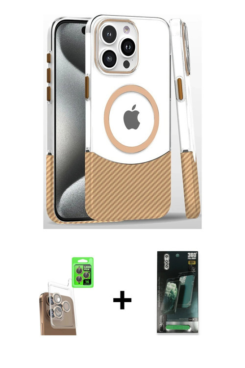 ieg™ iPhone 16 Pro Kılıf İz Asil Prime - Siyah 360 Mat Full Body Arka Koruyucu + Çöl Titanyum Raze M