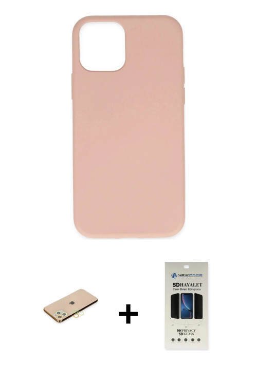 ieg™ iPhone 11 Pro Kılıf Ahenk Serisi - Siyah 5D Hayalet Cam Ekran Koruyucu + Sarı Renkli Kamera Len