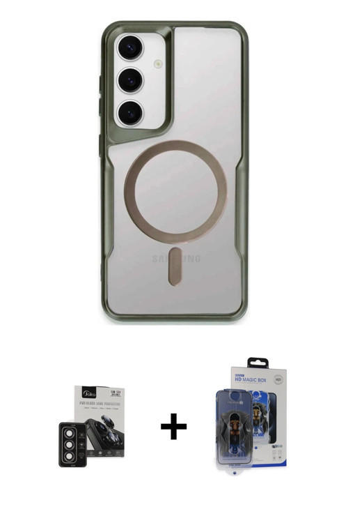ieg™ Galaxy S24 Kılıf Yadigar Klasik Özel Seri - Siyah Vanessa Magic Cam + Derin Mor PVD Metal Kamer