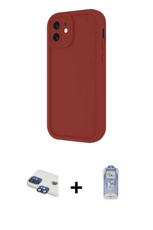 ieg™ iPhone 11 Kılıf Yankı Yansıma Özel Seri - Siyah Joko Magic 5D Cam + Lacivert Pers Alüminyum Kam
