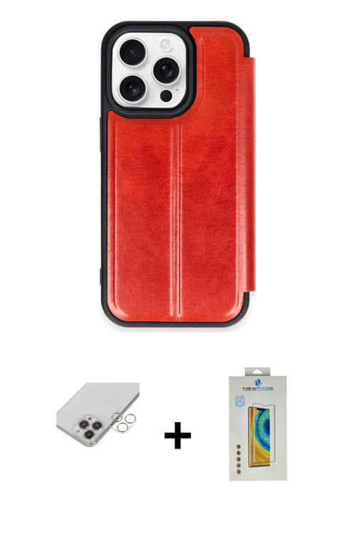 ieg™ iPhone 14 Pro Max Kılıf Zirve Yansıma Serisi - Siyah Polymer Nano Ekran Koruyucu + Gold Band Me