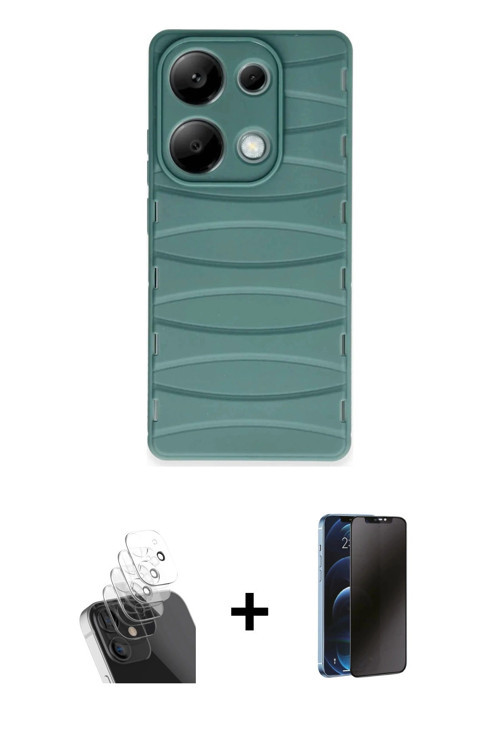 ieg™ Redmi Note 13 Pro 4G Kılıf Doruk Form Serisi - Siyah 3D Antistatik Hayalet Cam Ekran Koruyucu +