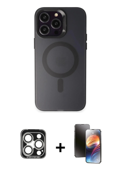 iPhone 15 Pro Max Kılıf Kozmos Çizgi Prime - Siyah 3D Antistatik Mat Seramik Nano Ekran Koruyuc