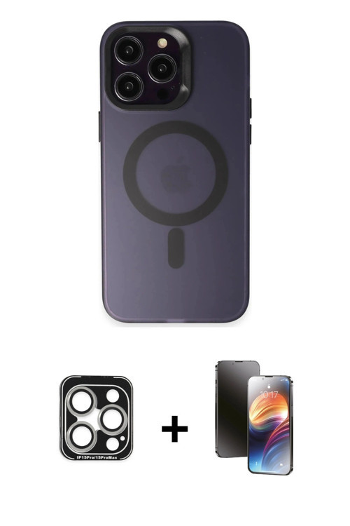 iPhone 15 Pro Max Kılıf Kozmos Çizgi Prime - Siyah 3D Antistatik Mat Seramik Nano Ekran Koruyuc