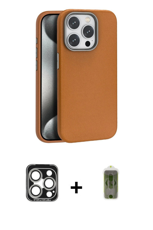 ieg™ iPhone 15 Pro Max Kılıf Zirve Modern Prime - Siyah Joko Magic 5D Hayalet Cam + Gümüş PVD Metal