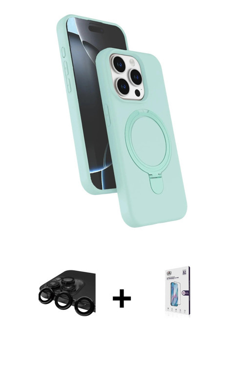 ieg™ iPhone 15 Pro Max Kılıf İz Işık Koleksiyonu - Siyah Bilvis 0.18mm Plus Cam Ekran Koruyucu + Siy
