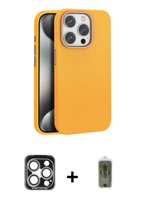 ieg™ iPhone 15 Pro Max Kılıf Zirve Modern Prime - Siyah Joko Magic 5D Hayalet Cam + Gümüş PVD Metal