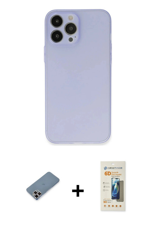 iPhone 13 Pro Max Kılıf Atlas Minimal Prime - Siyah 6D Mat Seramik Hayalet Nano Ekran Koruyucu