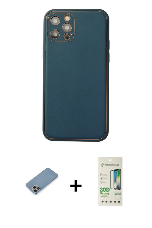 ieg™ iPhone 12 Pro Max Kılıf Yadigar Klasik - Siyah 20D Premium Cam Ekran Koruyucu + Gökkuşağı Shine