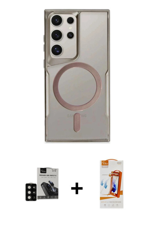 ieg™ Galaxy S24 Ultra Kılıf Yadigar Klasik Özel Seri - Siyah AutoKit 5in1 Fiber Polymer Nano Ekran K