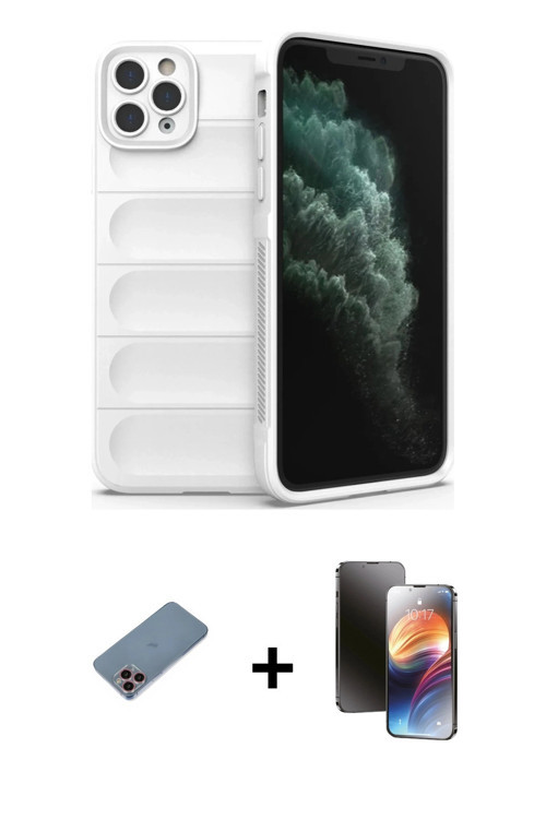 ieg™ iPhone 11 Pro Kılıf Atlas Koleksiyonu - Siyah 3D Antistatik Mat Seramik Nano Ekran Koruyucu + P