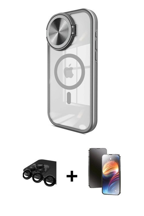 ieg™ iPhone 15 Pro Kılıf Kıvılcım Modern Koleksiyonu - Siyah 3D Antistatik Mat Seramik Nano Ekran Ko