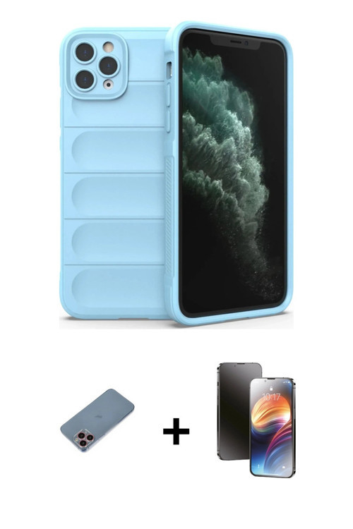 ieg™ iPhone 11 Pro Kılıf Atlas Koleksiyonu - Siyah 3D Antistatik Mat Seramik Nano Ekran Koruyucu + P