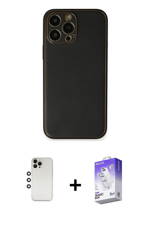ieg™ iPhone 13 Pro Max Kılıf Yadigar Klasik - Siyah Bilvis 5in1 3D Magic Cam Ekran Koruyucu + Gökkuş
