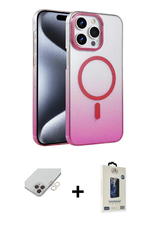 ieg™ iPhone 14 Pro Max Kılıf Ahenk Doku Özel Seri - Siyah Bilvis Hayalet Cam Ekran Koruyucu + Gold B