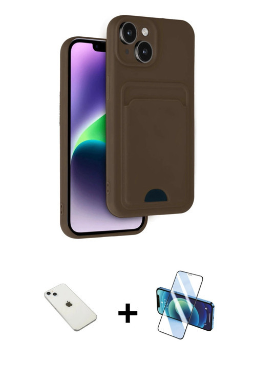 ieg™ iPhone 14 Kılıf Vadi Çizgi Prime - Siyah 3D Antistatik Cam Ekran Koruyucu + Sierra Blue Diamond
