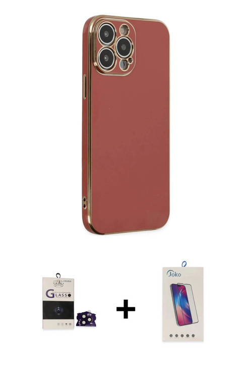 ieg™ iPhone 14 Pro Max Kılıf Yankı Serisi - Siyah Joko 5D Cam + Siyah Bilvis Titan Kamera Lens