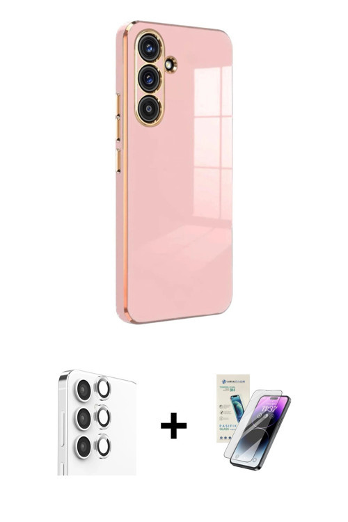 ieg™ Galaxy S25 Kılıf Yankı Serisi - Şeffaf Pasifik Cam Ekran Koruyucu + Gümüş Raze Metal Kamera Len