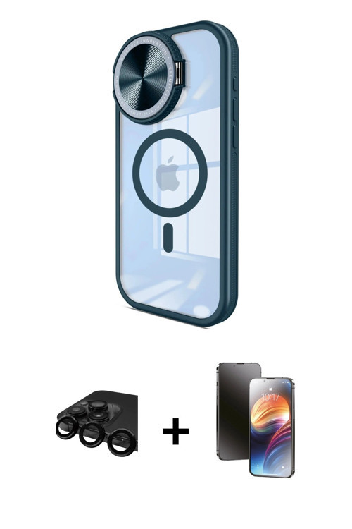 ieg™ iPhone 15 Pro Kılıf Kıvılcım Modern Koleksiyonu - Siyah 3D Antistatik Mat Seramik Nano Ekran Ko