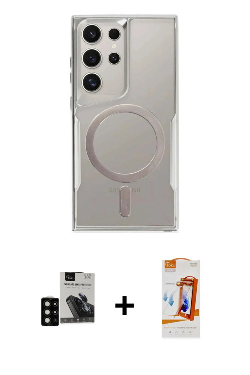 ieg™ Galaxy S24 Ultra Kılıf Yadigar Klasik Özel Seri - Siyah AutoKit 5in1 Fiber Polymer Nano Ekran K