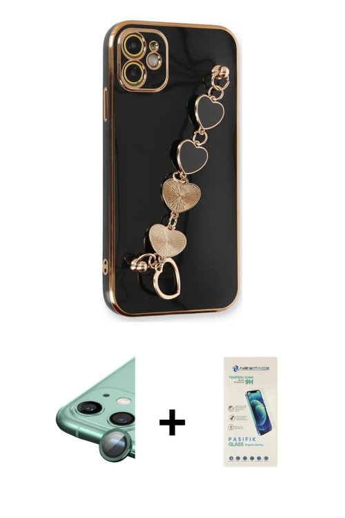 ieg™ iPhone 12 Kılıf Nova Işık Prime - Şeffaf Pasifik Cam Ekran Koruyucu + Yeşil Raze Metal Kamera L