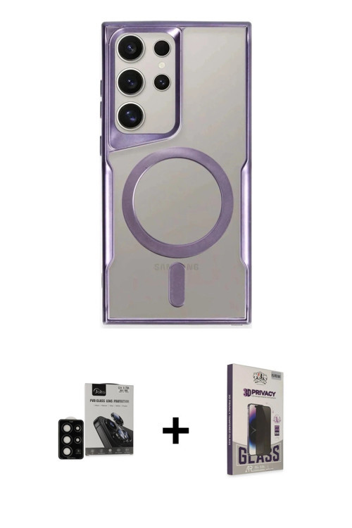 ieg™ Galaxy S24 Ultra Kılıf Yadigar Klasik Özel Seri - Siyah Bilvis Hayalet Cam Ekran Koruyucu + Siy