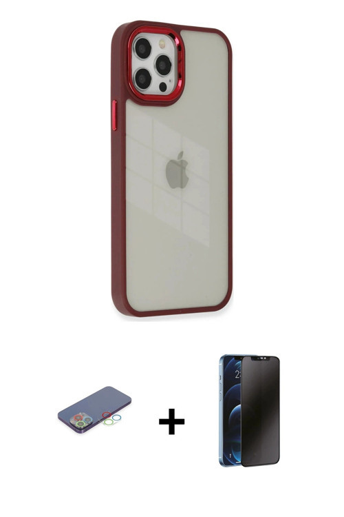 ieg™ iPhone 12 Pro Max Kılıf Eksen Doku Prime - Siyah 3D Antistatik Hayalet Cam Ekran Koruyucu + Mav