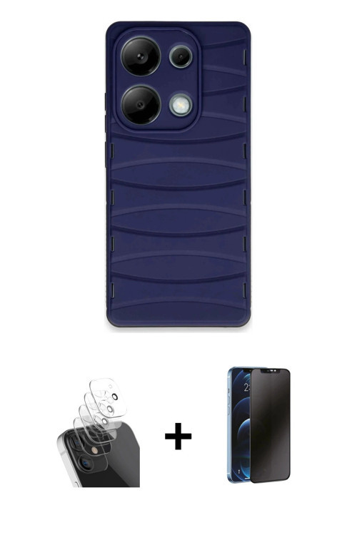 ieg™ Redmi Note 13 Pro 4G Kılıf Doruk Form Serisi - Siyah 3D Antistatik Hayalet Cam Ekran Koruyucu +