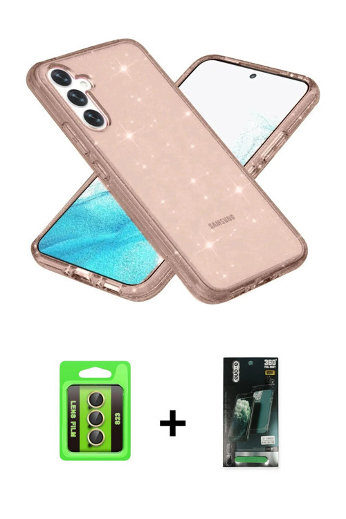 ieg™ Galaxy S23 Kılıf Nova Asil Prime - Siyah 360 Mat Full Body Arka Koruyucu + Sarı Raze Metal Kame