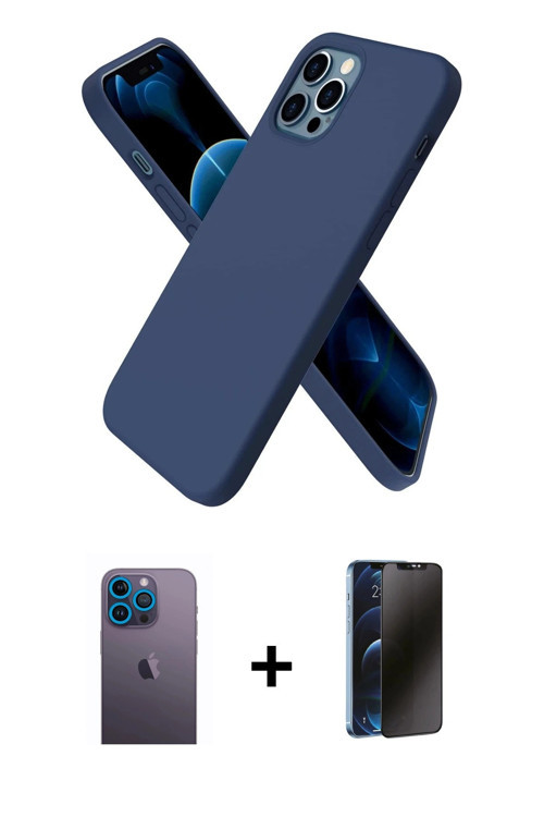 iPhone 12 Pro Max Kılıf Kozmos Yansıma Özel Seri - Siyah 3D Antistatik Hayalet Cam Ekran Koruyu