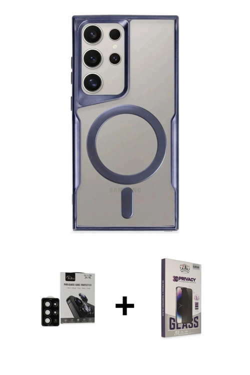 ieg™ Galaxy S24 Ultra Kılıf Yadigar Klasik Özel Seri - Siyah Bilvis Hayalet Cam Ekran Koruyucu + Siy