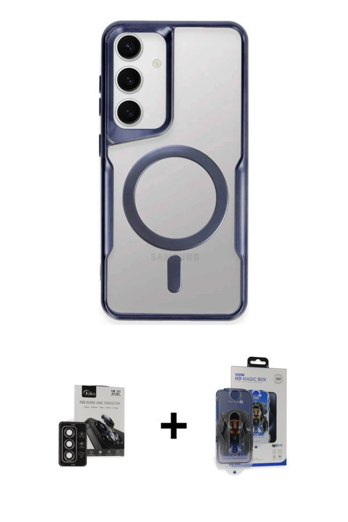ieg™ Galaxy S24 Kılıf Yadigar Klasik Özel Seri - Siyah Vanessa Magic Cam + Derin Mor PVD Metal Kamer