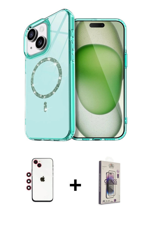 ieg™ iPhone 14 Kılıf Kıvılcım Form Prime - Siyah Bilvis 3D Cam Ekran Koruyucu + Kırmızı Shine Kamera