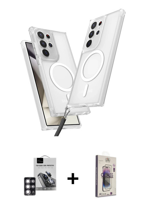 ieg™ Galaxy S24 Ultra Kılıf Atlas Doku Koleksiyonu - Siyah Bilvis 3D Cam Ekran Koruyucu + Pembe PVD
