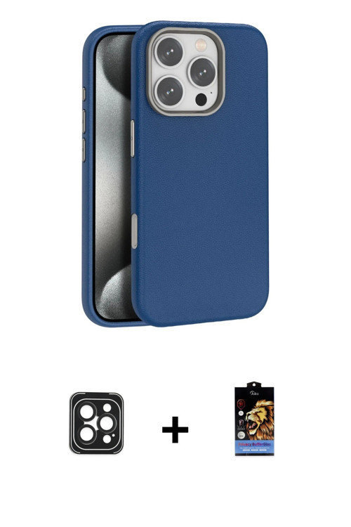 ieg™ iPhone 16 Pro Max Kılıf Zirve Modern Prime - Siyah Buffer Hayalet Cam Ekran Koruyucu + Siyah PV