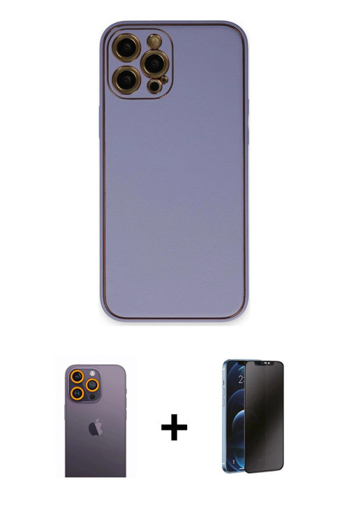 ieg™ iPhone 12 Pro Max Kılıf Yadigar Klasik - Siyah 3D Antistatik Hayalet Cam Ekran Koruyucu + Sarı