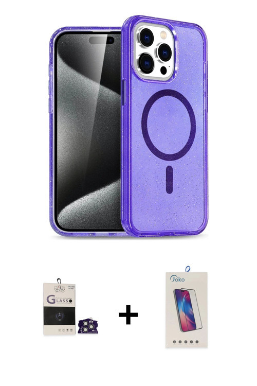 ieg™ iPhone 14 Pro Max Kılıf Nova Asil Prime - Siyah Joko 5D Cam + Gümüş Bilvis Titan Kamera Lens