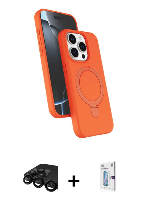 ieg™ iPhone 15 Pro Max Kılıf İz Işık Koleksiyonu - Siyah Bilvis 0.18mm Plus Cam Ekran Koruyucu + Siy