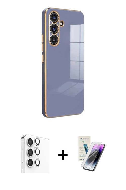 ieg™ Galaxy S25 Kılıf Yankı Serisi - Şeffaf Pasifik Cam Ekran Koruyucu + Gümüş Raze Metal Kamera Len