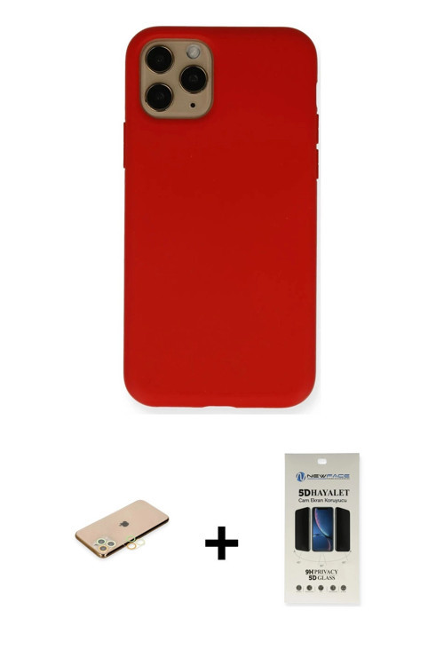 ieg™ iPhone 11 Pro Kılıf Ahenk Serisi - Siyah 5D Hayalet Cam Ekran Koruyucu + Sarı Renkli Kamera Len