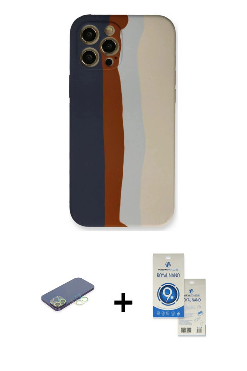 ieg™ iPhone 12 Pro Max Kılıf Yadigar Çizgi - Şeffaf Royal Nano Ekran Koruyucu + Yeşil Renkli Kamera