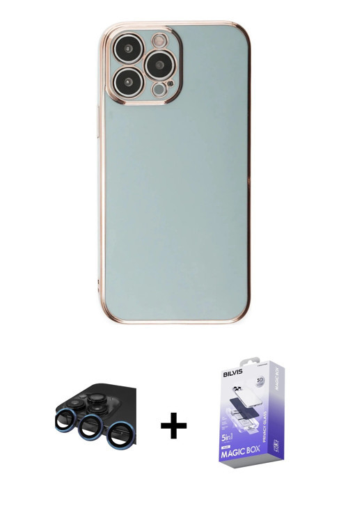 ieg™ iPhone 15 Pro Max Kılıf Yankı Serisi - Siyah Bilvis 5in1 5D Magic Hayalet Cam Ekran Koruyucu +
