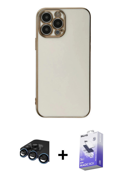 ieg™ iPhone 15 Pro Max Kılıf Yankı Serisi - Siyah Bilvis 5in1 5D Magic Hayalet Cam Ekran Koruyucu +