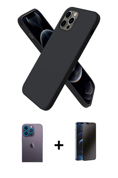 iPhone 12 Pro Max Kılıf Kozmos Yansıma Özel Seri - Siyah 3D Antistatik Hayalet Cam Ekran Koruyu